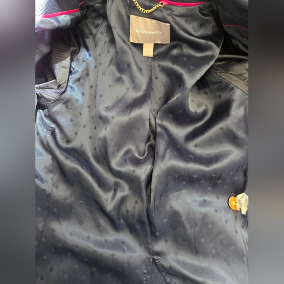 BANANA REPUBLIC Blue and Black Double-Breasted Peacoat /Blazer. Size M - Picture 11 of 16